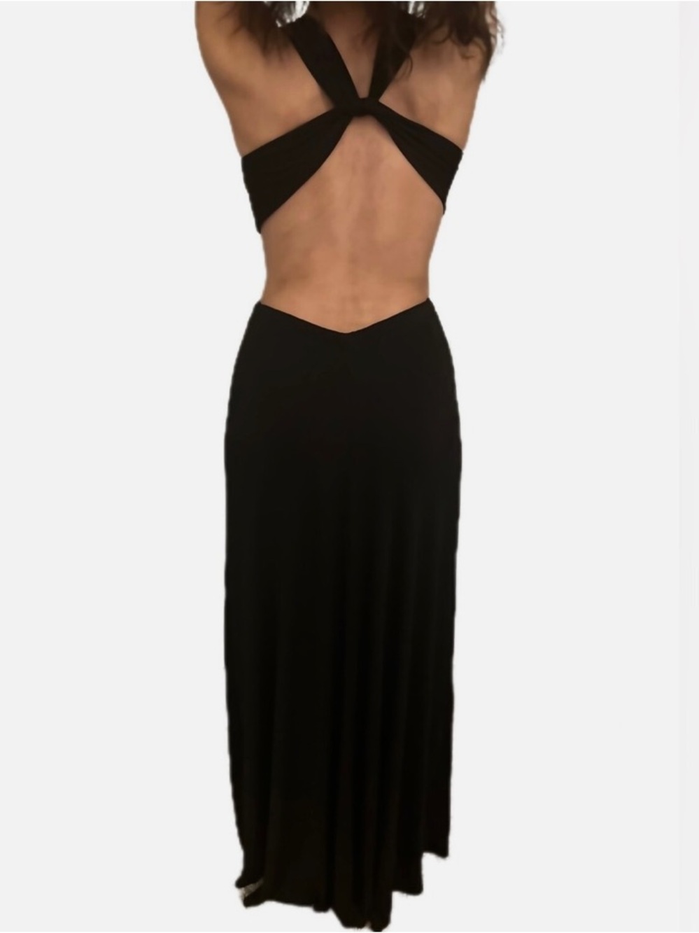 BCBGMaxAzria Olesya Black Backless Halter Maxi Dress